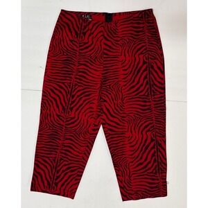 VTG Y2K Red Grunge I.L.U. Stretch Capri Pants Animal Print Back Zipper USA. 7